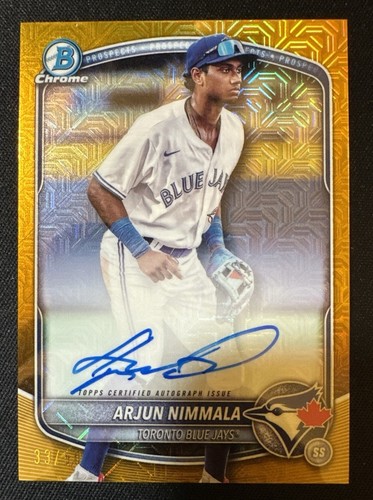 2025 Bowman Chrome #BMA-AN - Arjun Nimmala - Auto Gold Mojo Refractor 33/50