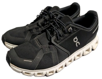 On Cloud 6 Running Shoes Mens 9 Black White Swiss Engineering Sneakers