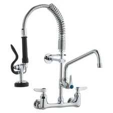 21H 8Ctr 12Swing Spout Wall Mount Brass Pull-Down Spray Faucet & Pre-Rinse