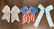 Hair Bows For Girls Cheerleading Cheer Ties Dance USA Flag 4th Of July Decor