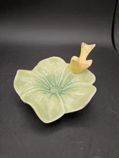 VTG. Ceramic Bird on a Lily Pad Trinket Dish