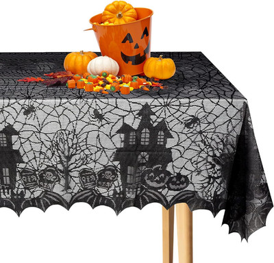 Halloween Tischdecke Spinnennetz, Halloween Tischdecke Spitze Deko,Tischdecke mi