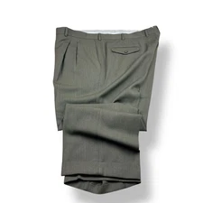 Paul Stuart Mens Pleated Wool Dress Pants Trousers Made in Italy Gray Size 42