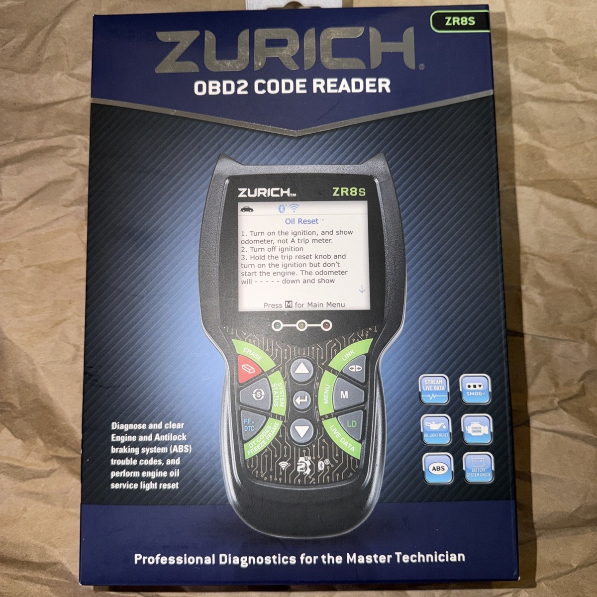 ZURICH ZR8S Professional OBD2 Diagnostic Code Reader with ABS/DAE
