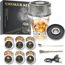 Electric Whiskey Smoker Kit with 4 Light Modes, Rechargeable Cocktail Smoker, 6