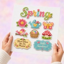 Spring-Premade Printed Scrapbook Cutout Set 026