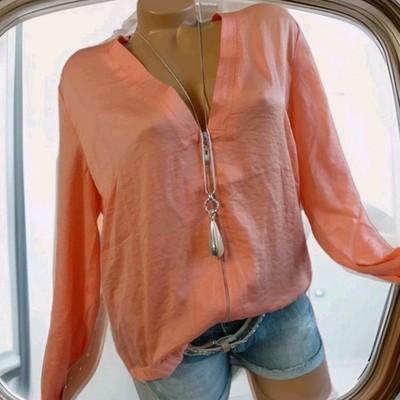 Heine Shirt Bluse Gr. 38 bis 42 Apricot weich fallend (068) Vokuhila