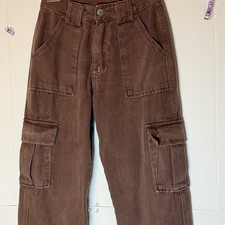 Women  s Cargo Pants Wide Leg Brown Y2K Size XS Skater Baggy Street