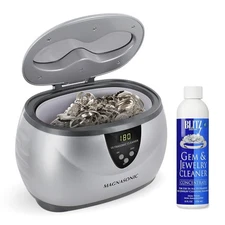 Magnasonic Ultrasonic Machine and Cleaning Solution, Silver 