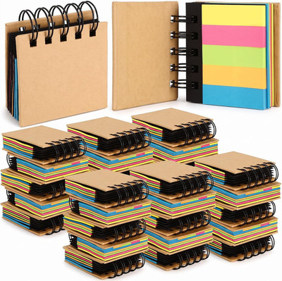 Eaasty 32 Pack Mini Sticky Notes Book Set with Hard Cover Spiral, 5 Color