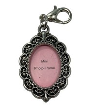 Mini Photo Picture Frame Clip On Locket Charm Vintage Style Silver Pet Memorial