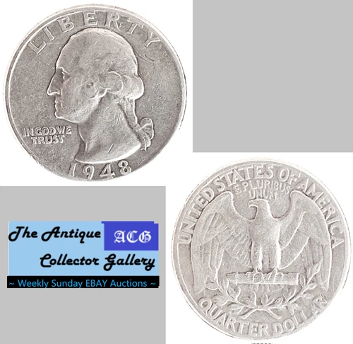 1948 US Philadelphia Mint Silver Washington Quarter🪙Post World War 2 Era🪙