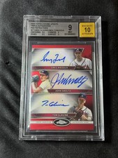BGS 9 Maddux/Smoltz/Glavine 2024 Topps Chrome Red Refractor #1/5 Triple Auto 10