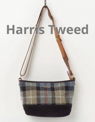 Harris Tweed Plaid Crossbody Shoulder Bag Blue/Navy HT0726117