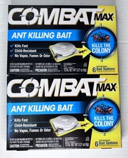 Combat Max Ant Killing Bait Stations, Indoor and Outdoor Use, 6 Count Lot Of 2