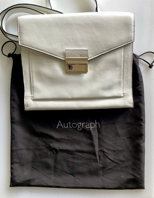 M&S AUTOGRAPH Ladies SHOULDER BAG White LEATHER Purse NEW with storage bag READ