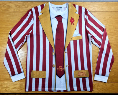 Iowa State Cyclones T-shirt Men's Medium Red White Adult Long Sleeve Tailgating