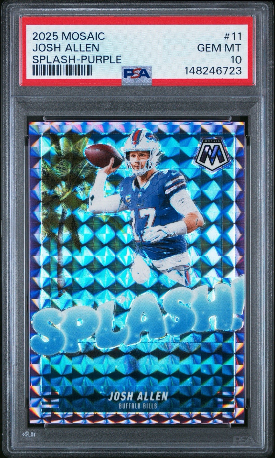 2025 Mosaic Splash Mosaic Purple Josh Allen #11 Bills MVP #17/49 PSA 10 JERSEY # view 1