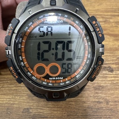 Marathon Digital Sport Watch T5K801 Black Orange WR50M Chrono Alarm
