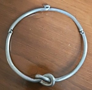 Modernist Knot: Kenneth lane; Silver Toned 15" Hook locks Modernist Necklace