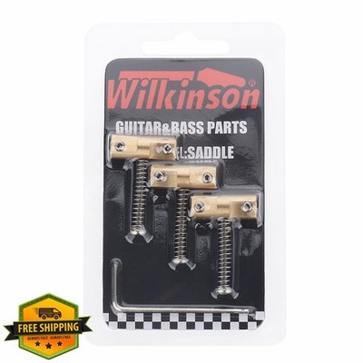3pc Brass Telecaster Bridge Saddles, Wilkinson, Vintage Barrel, Electric Guitar