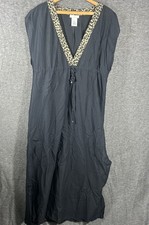 Michael Kors Women's Swim Beach Cover Up Maxi Black Animal Print M Resort Wear