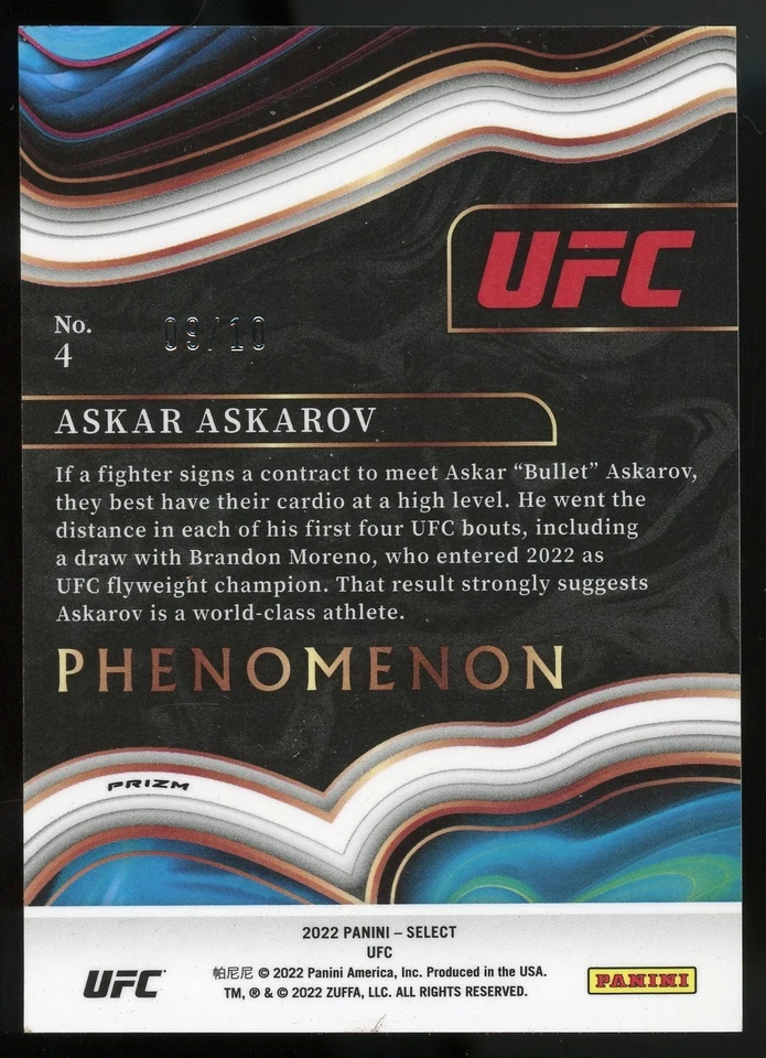 2022 Select UFC Phenomenon Prizms Gold #4 Askar Askarov 09/10 - Image 2 of 2