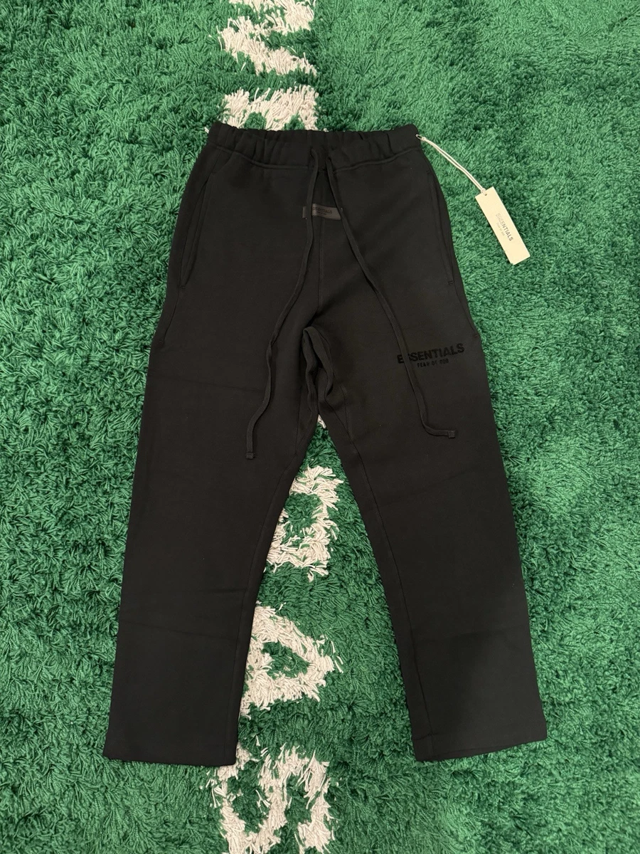 FEAR OF GOD ESSENTIALS ブラックワークパンツ ゴムウエスト FEAR OF GOD ESSENTIALS ブラックワークパンツ ゴムウエスト