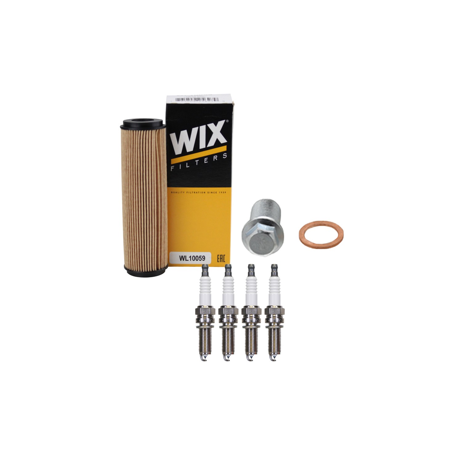 Wix Engine Oil Filter  Denso 4 Iridium LL Spark Plugs kit for W204 C250 1.8L L4