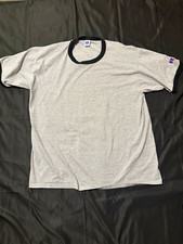 Vintage 90s Russell Athletic Ringer T Shirt XXL USA Made Gray Black Ringer Blank
