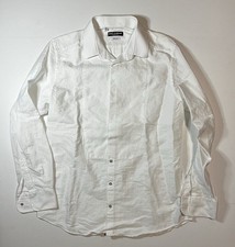 DOLCE & GABBANA Tuxedo Shirt White Formal GOLD Dress Size 44/US 17.5