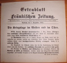 Ansbach Fr&auml;nkische-Zeitung 7.12.1914 1.-Weltkrieg Tageszeitung Kriegslage