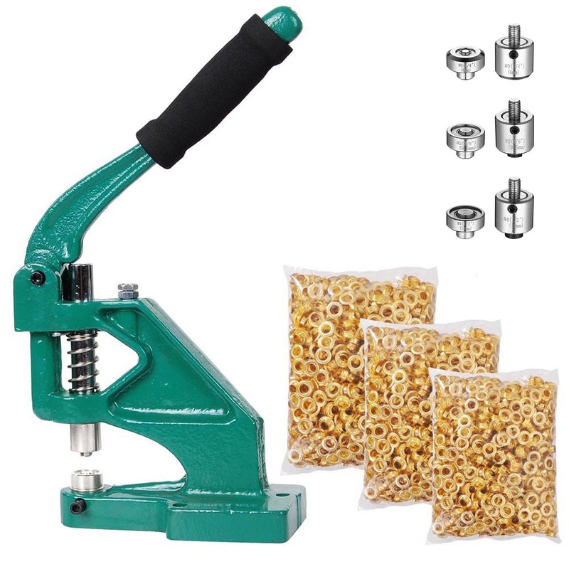 Yescom Grommet Tool Kit 900pcs Eyelets #0/#2/#4 Die Hole Puncher Press Machine