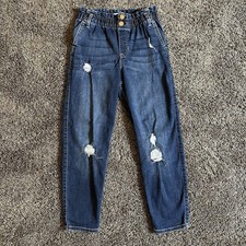 Abercrombie Kids High-Rise Mini Mom Jeans Slim 11/12 Distressed Pull On Preppy