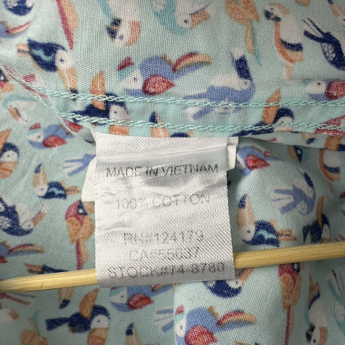 Johnston & Murphy Shirt Men XXL Blue Toucan Bird Button Down Pocket Short Sleeve - Picture 10 of 11