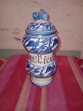 Albarello da farmacia in ceramica smaltata decorato coperchio, Bassano