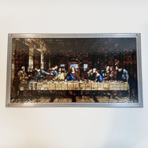glassmaster Stained Glass The Last Supper Forest Lawn Signed - Afbeelding 1 van 24