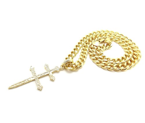 Hip Hop Cross of Lorraine Pendant 9mm 18",20" Cuban Chain Necklace RC4022 - Picture 5 of 12