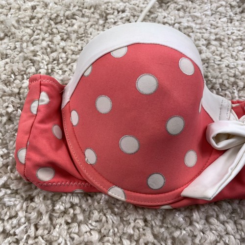 OP junior women's size large 11-13 bikini swimsuit top polka dot bow push up - Picture 2 of 9