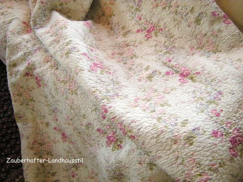 Tagesdecke FLOWER PINK 180x260 cm Creme Pink Sofaüberwurf Baumwolle - Bild 4 von 6