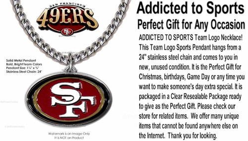 San Francisco 49ers Necklace 24" Stainless Steel Chain NFL Football Metal Logo' - Picture 3 of 13