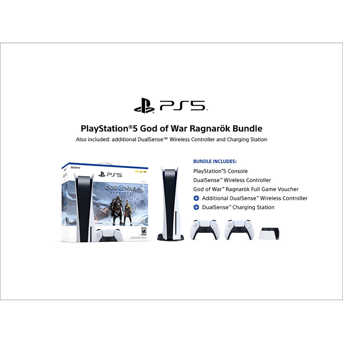 🎁Sony PS5 Disc Console+GODofWAR Ragnarök Game+2 Controller+