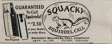 1958 Print Ad Squacky Squirrel Calls Guaranteed Flora,Indiana