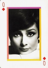 Audrey Hepburn Single Swap Playing Card - 1 card Queen of Diamonds