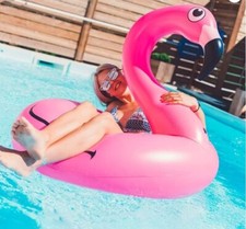 Luxe Ride-on Large Pink Flamingo Inflatable Pool Float PVC Sunny Life 61.5 in.