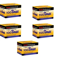 5 Rolls Kodak TMX T-max100 36 Exposure Pro Black & White 35mm Film  