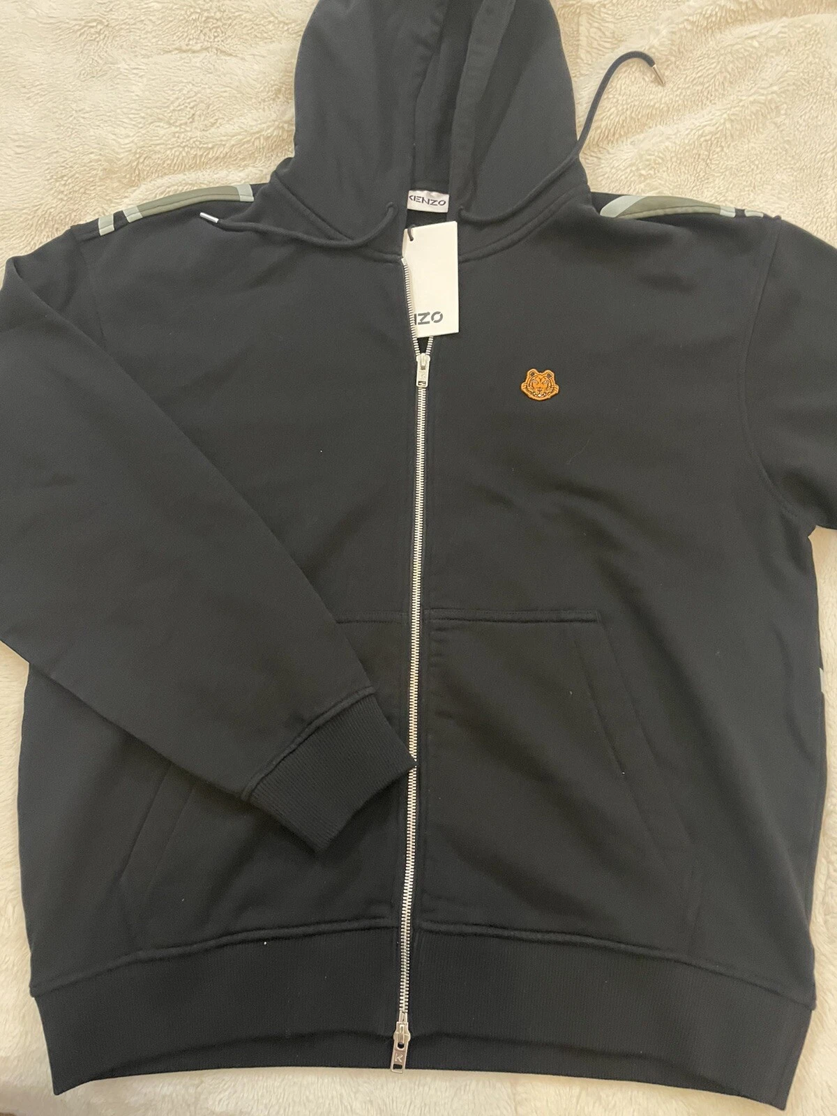 Felpa con cappuccio Kenzo nera WWF Edition K Tiger cerniera intera taglia M