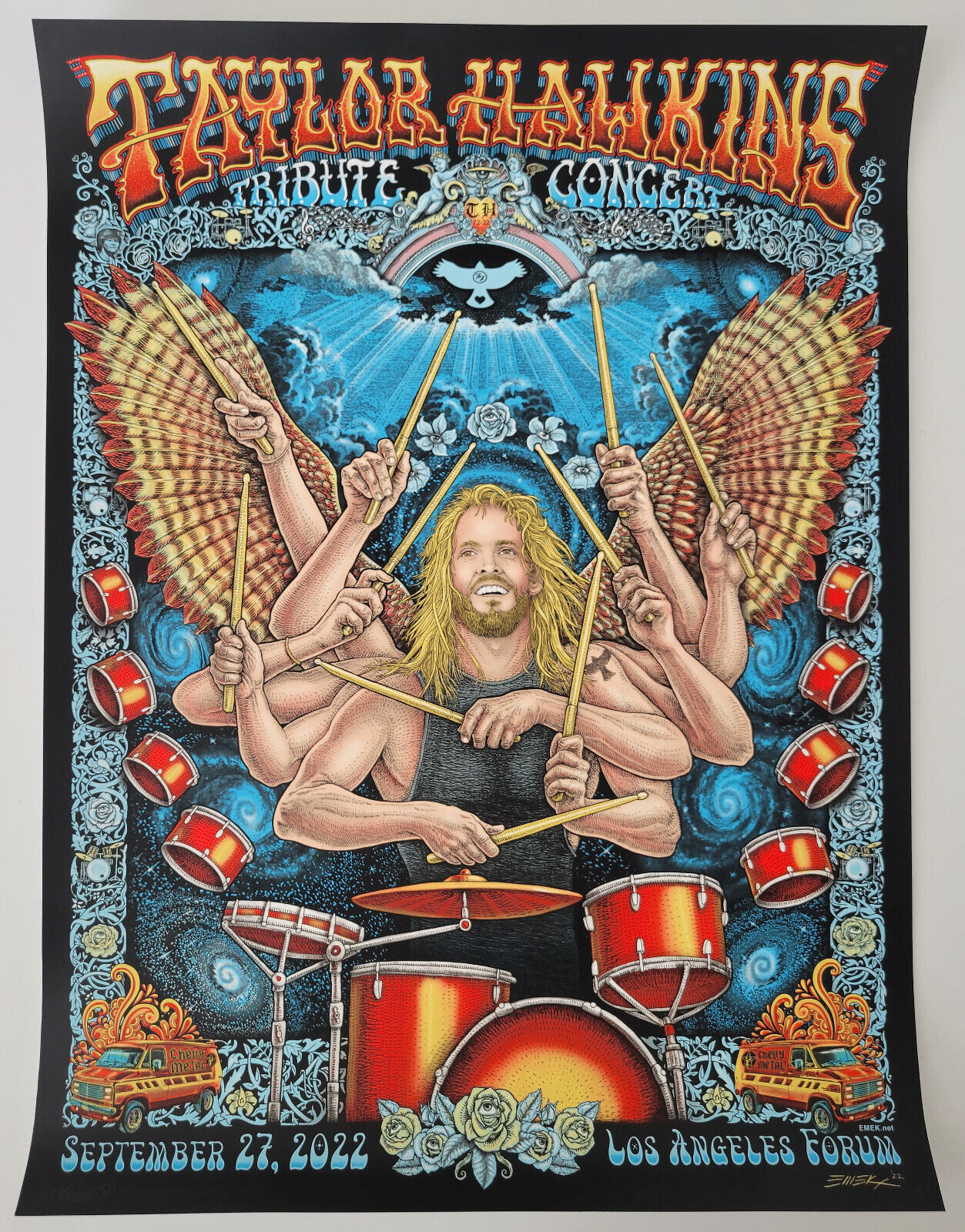Taylor Hawkins Los Angeles Forum Tribute Concert Poster #995/1350 Foo Fighters STAR Taylor Hawkins Los Angeles Forum Tribute Concert Poster #995/1350 Foo Fighters STAR