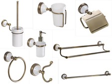 Landhaus Bad Accessoires Serie Keramik Messing Antik gebürstet Nostalgie Vintage