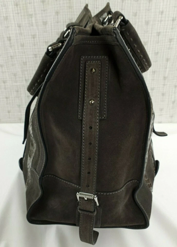 BARBARA BUI BROWN CALF LEATHER SNAKESKIN WOMEN LARGE TOTE BAG WEEK ENDER BAG - Imagem 2 de 4